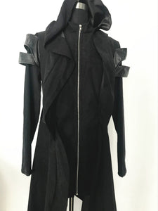 Long sleeve zipper large women's irregular wind coat Hoodie