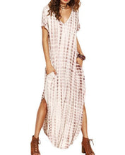 Load image into Gallery viewer, Summer Printed V-Neck Short Sleeve Beach Long Dress