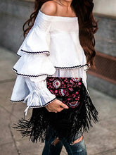 Load image into Gallery viewer, Sexy Off The Shoulder Multi-layer Ruffled Shirt Top