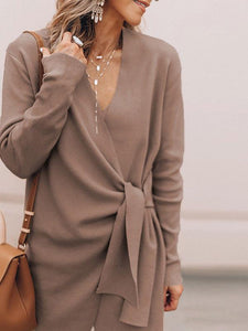 Casual Solid Color V-Neck Long Sleeves Outwear