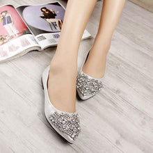 Load image into Gallery viewer, Big Size Rhinestone Crystal Pointed Toe Flat Office Lady Shoes
