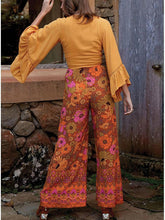 Load image into Gallery viewer, Autumn Broad-legged Slender Ancient Printed High-waist Bell Leisure Pants