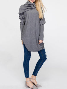 Pure Color Turtleneck Long Sleeve Loose Sweaters For Women