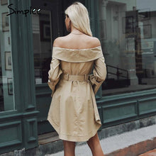 Load image into Gallery viewer, Solid Color Sexy Off Shoulder Belt Trench Coat