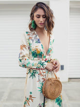 Load image into Gallery viewer, Sexy Boho Deep V Neck Floral Printed Long Sleeves Dress