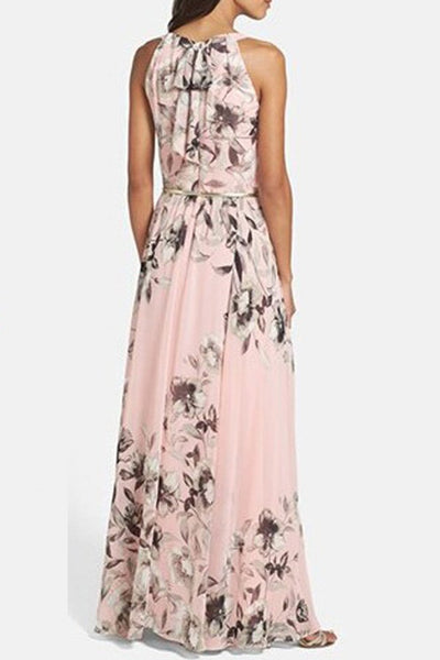 Charming Floral Printed Sleeveless Maxi Dress