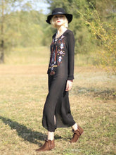 Load image into Gallery viewer, Bohemia Embroidery Long Sleeve Side Split Maxi Dress