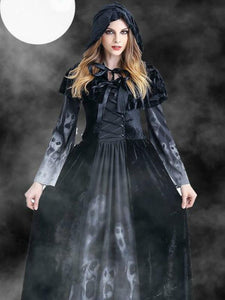 Winter Women Dress Halloween Cosplay Costume Vintage Witch Long Sleeve Maxi Dress Bandage Gothic Dresses vestidos mujer