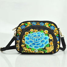 Load image into Gallery viewer, Tibet ethnic embroidery bag double side embroidery canvas zero wallet mobile phone bag women&#39;s Mini slant span bag