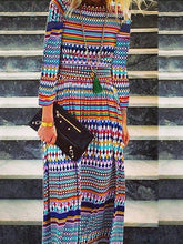 Load image into Gallery viewer, Crewneck Fashion Long Sleeve Printed Dress