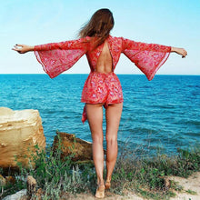 Load image into Gallery viewer, Sexy Backless Lace-up Floral Summer Jumpsuit Romper