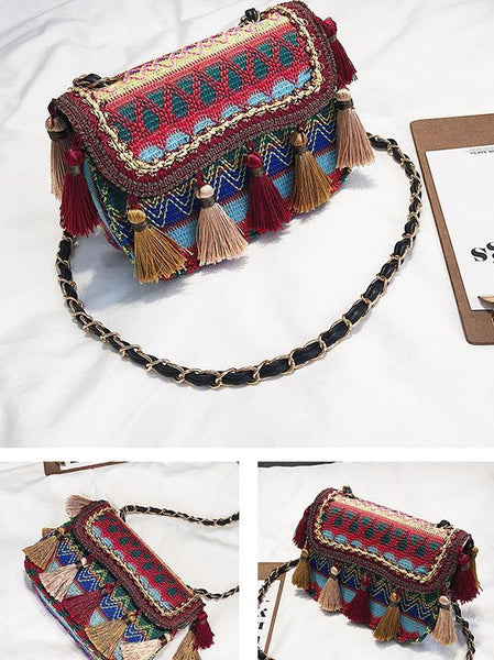 Knitting Tassels Single-shoulder Bag