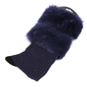 Winter Warm Crochet Knit Fur Trim Leg Warmers