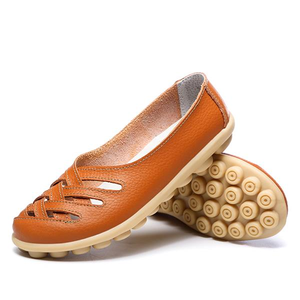 Hollow Out Leather Breathable Casual Slip On Moccasin For Women