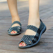 Load image into Gallery viewer, Handmade Knitting Hollow Out Breathable Peep Toe Slip On Platform Shake Shoes