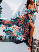 Load image into Gallery viewer, Women Summer Long Maxi Dress Boho Floral Print Dresses Off-Shoulder Beach Party Sundress