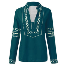 Load image into Gallery viewer, ladies tops and blouses  Vintage Women&#39;s Loose Long Sleeve National Style Print Tops Blouse