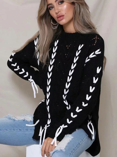 Winter Strap Loose Knit Hollow Sweater