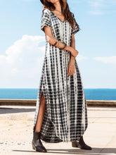 Load image into Gallery viewer, Summer Printed V-Neck Short Sleeve Beach Long Dress