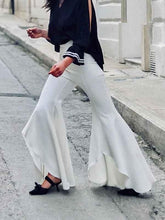 Load image into Gallery viewer, Bohemian Asymmetrical White Opened Flare Pants