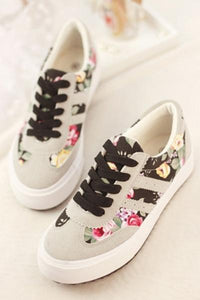 Women s Simple Preppy Style Floral Sneakers