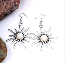 Load image into Gallery viewer, Natural Stone Gem Sun Shiny Crystal Earrings