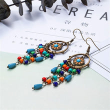Load image into Gallery viewer, Bohemian long acrylic beads tassel drop earrings jewelry for women