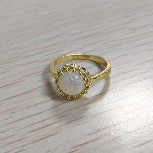 Rainbow Round Couple Gold Color Rings Jewelry