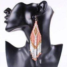 Load image into Gallery viewer, Bohemian Multicolour Seed Beaded Drop Dangle Earrings