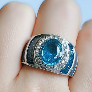 Engagement Blue Rhinestone Silver Jewelry Party Wedding Rings