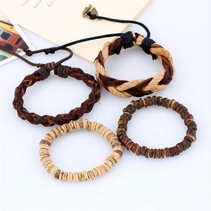 Top layer cowhide bracelet exotic vintage hand woven multi-layer leather bracelet jewelry