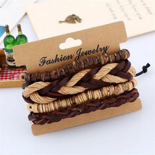 Load image into Gallery viewer, Top layer cowhide bracelet exotic vintage hand woven multi-layer leather bracelet jewelry