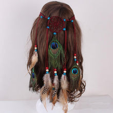 Load image into Gallery viewer, Bohemian Hippie Headband Dream Catcher Feather Headdress Accessories