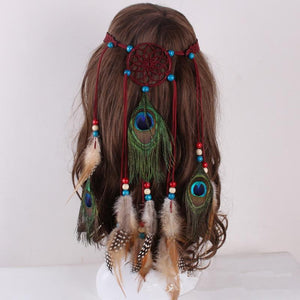 Bohemian Hippie Headband Dream Catcher Feather Headdress Accessories