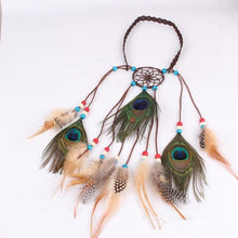 Load image into Gallery viewer, Bohemian Hippie Headband Dream Catcher Feather Headdress Accessories