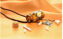 Load image into Gallery viewer, Long Leather String Of Carve Designs On Woodwork Cork Wish Bottle Necklace