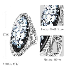 Load image into Gallery viewer, 4 Color Vintage Antique Silver Colorful Big Oval Shell Finger Ring For Women