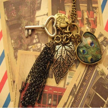 Load image into Gallery viewer, High Quality Retro Peacock Feather key Necklace