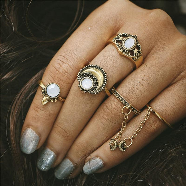 Tassel Ring Set Rings Vintage Carved Women  Jewelry