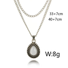 Load image into Gallery viewer, Bohemian Water Drop Crystal Charm Chokers Necklaces Women Silver Alloy Chain Jewelry