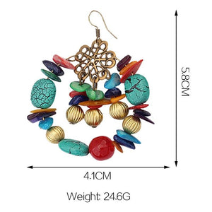 Big Circle Multicolor Boho Beads Drop Earrings Bohemia Jewelry
