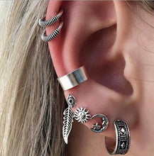 Load image into Gallery viewer, Bohemian Style Color Earring Set Punk Style Vintage Hoop Earrings Ear Clip For Women 7 Pcs Set