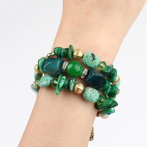 Bohemian Colorful Stone Long Bracelet Multilayer Rhinestone Bead Bracelet for Women Men