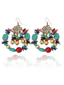 Big Circle Multicolor Boho Beads Drop Earrings Bohemia Jewelry