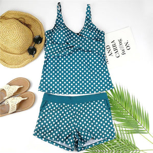 Dots Two Piece Swimsuit Polka Print Swimwear Shorts Tankini Push Up Swimsuit Plus Size Bathing Suit High Waist Beachwear