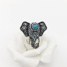 Load image into Gallery viewer, Vintage Elephant Head Alloy Finger Bohemian Lovely Blue Bead Ring