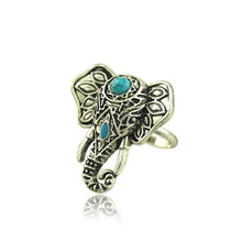 Load image into Gallery viewer, Vintage Elephant Head Alloy Finger Bohemian Lovely Blue Bead Ring