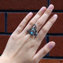 Load image into Gallery viewer, Vintage Elephant Head Alloy Finger Bohemian Lovely Blue Bead Ring