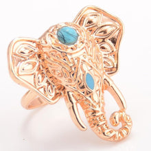 Load image into Gallery viewer, Vintage Elephant Head Alloy Finger Bohemian Lovely Blue Bead Ring