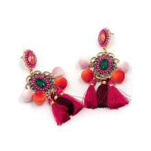 Load image into Gallery viewer, Colorful Drop Hairball Pompom Handmade Tassel Dangle Bohemian Big Earrings